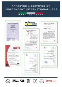 Gruppo Energia is approved and certified by independent international labs, such as VDE, cULus, UL, EAC, CE, SASO, STE